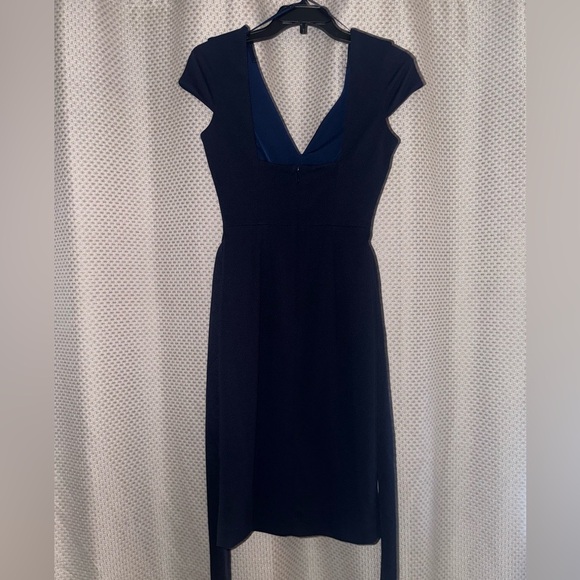 DRESS THE POPULATION Dana Wrap Waist Cocktail Dress In Navy - Picture 7 of 9